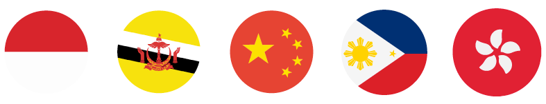 Indonesia, Brunei, China, Philippines  and Hong Kong